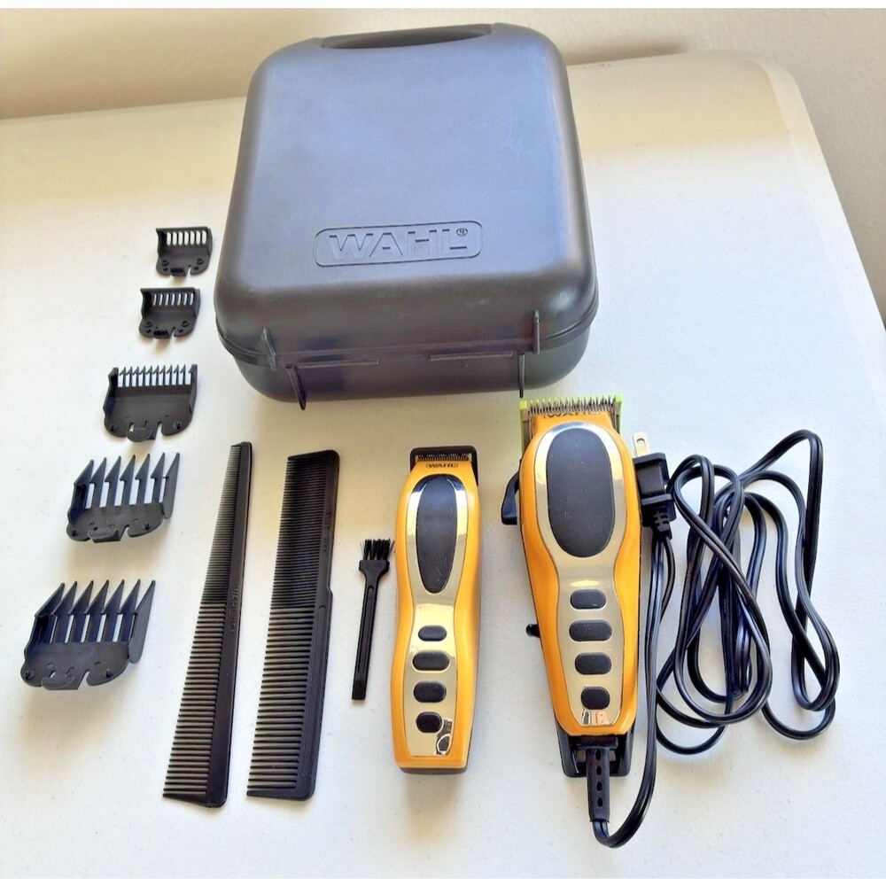 Wahl Clippers Set Kit Corded MC2 For Home Hair Cutting Many Attachment Yellow. - Picture 4 of 5